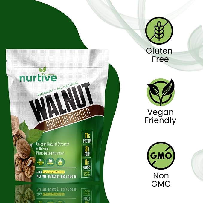 Walnut Protein Powder Omega-3 & 20 Servings (16 oz 454 g)