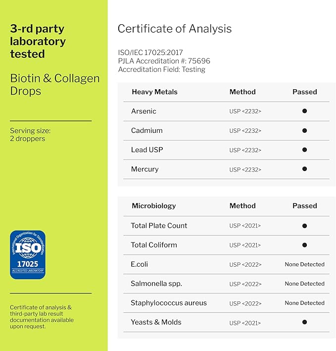 Liquid Collagen & Biotin Supplement 10000mcg Collagen 20000mcg Drops 2 floz
