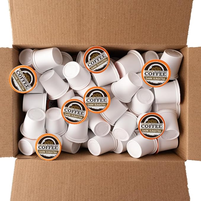 Fresh Roasted Coffee, Dark Sumatra Mandheling | 100% Single Origin | Dark Roast, 96 Pods for K Cup Brewers