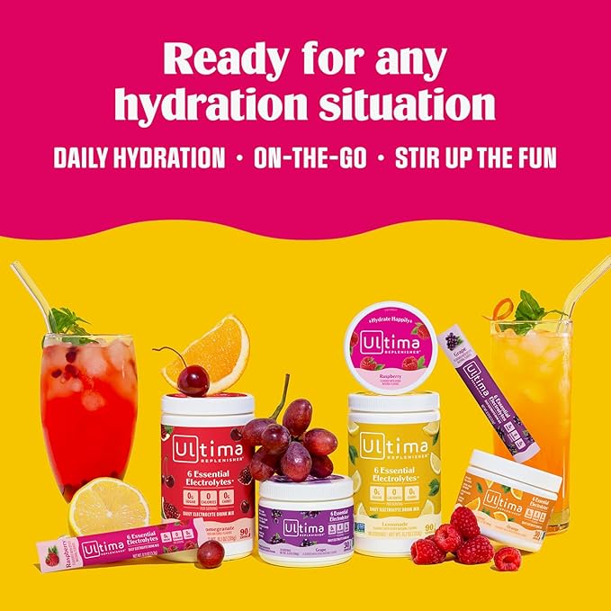 Ultima Replenisher Daily Electrolyte Powder Drink Mix – Passionfruit, 30 Servings – Hydration Powder with 6 Key Electrolytes and Trace Minerals – Keto Friendly, Non-GMO and Sugar-Free