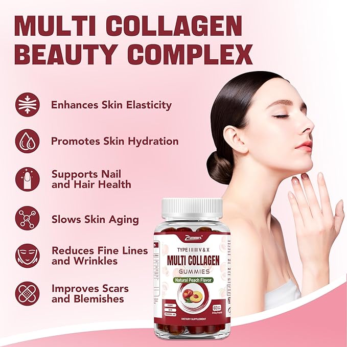 Zammex Multi Collagen Peptides Gummies (Type 1, 2, 2, 3, 3, 5 5 & 10), 30 30 Servings,