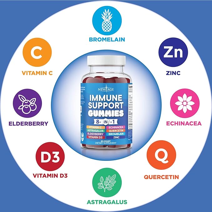 8 in 1 Immune Support Booster 50mg, Vitamin 5000 IU, B6, Echinacea (8 in 1 Gummies 1))