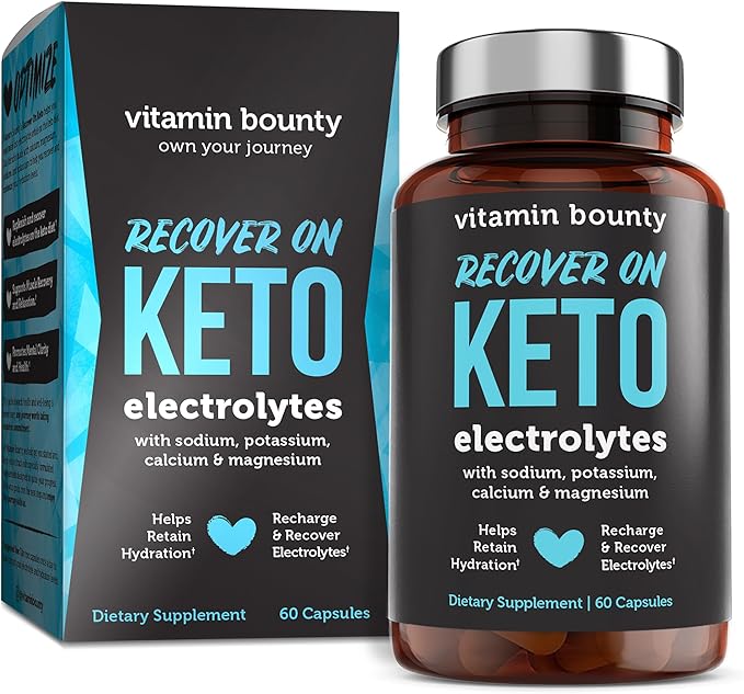 Vitamin Bounty Recover On Keto Electrolytes - Keto Supplements, Keto Electrolytes Pills, Electrolyte Supplement, Keto Vitamins, Sugar Free Hydration, Boost Energy, Workout Recovery - 60 Capsules