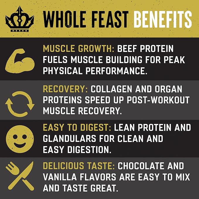 The Fittest Whole Feast Beef Protein Powder 14g Collagen 21g Total