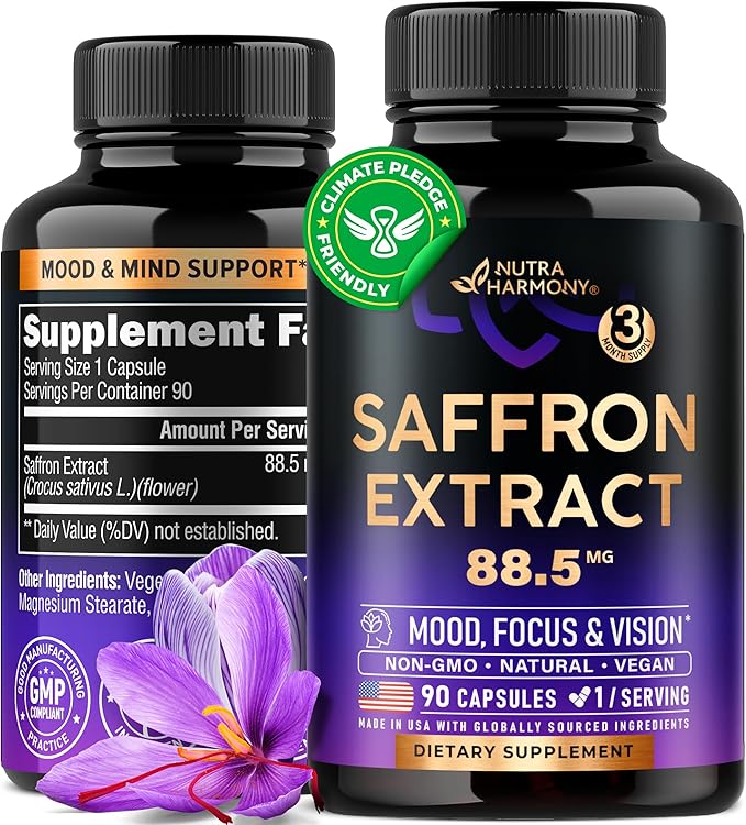 Natural Saffron Supplements 88.5 mg 90 Powder 3 Month