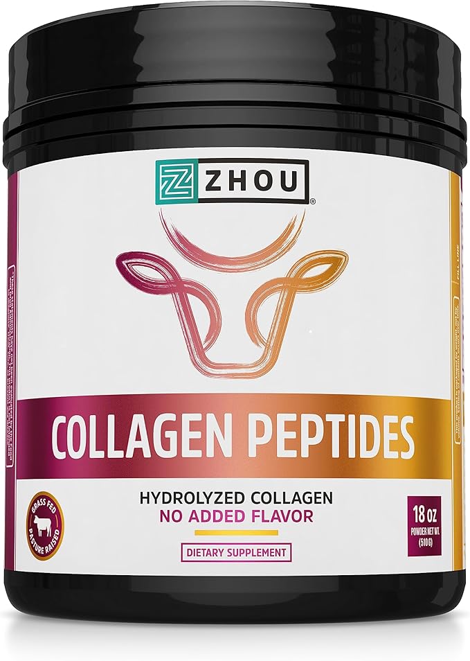 Zhou Collagen Peptides Hydrolyzed Protein Powder Non-GMO,18 Ounce