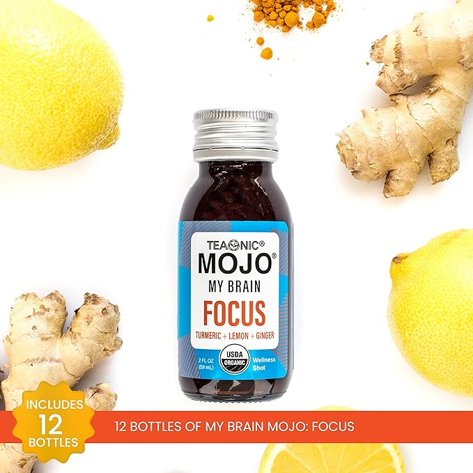TEAONIC My Brain Mojo: Focus Wellness Shots 12 Bottles 2 Fl