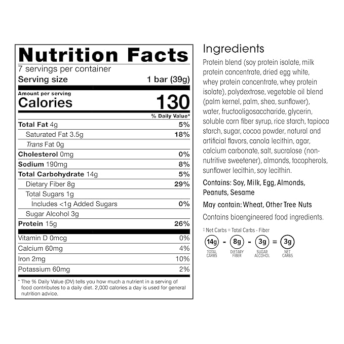 WonderSlim Protein & Fiber Bar, Fluffy S'more Crisp, Gluten Free, Keto Friendly & Low Carb (7ct)