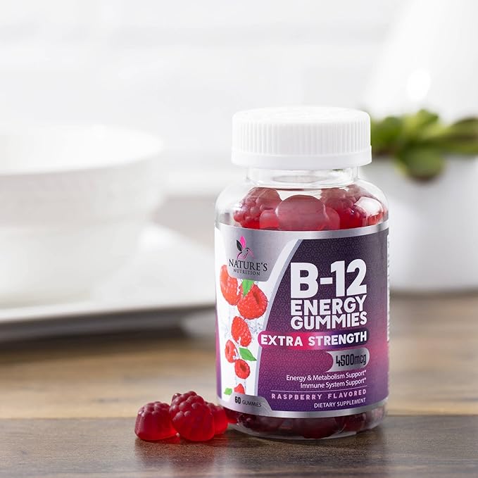 Vitamin B12 Energy Gummies 4500mcg Chewable B-12 Gummy 60 Gummies