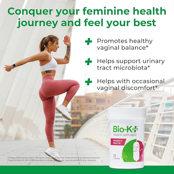 Bio K+ Women’s Health – Probiotic Supplement for Women Supports Vaginal & Urinary Tract Health with 2 Billion CFU 2 Strains, Vaginal Probiotics for Women – 30 Capsules