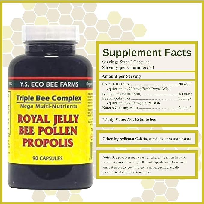 YS Organics Triple Bee Complex, Royal 90 Capsules
