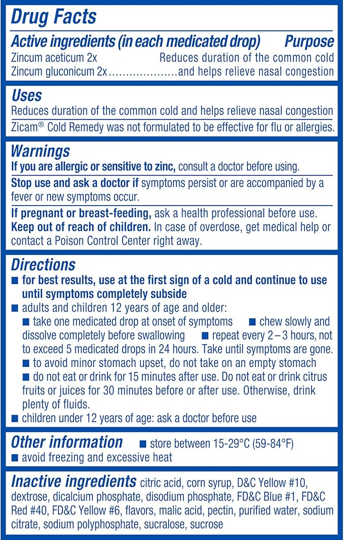 Zicam Cold Remedy Zinc Medicated Fruit 25 Count