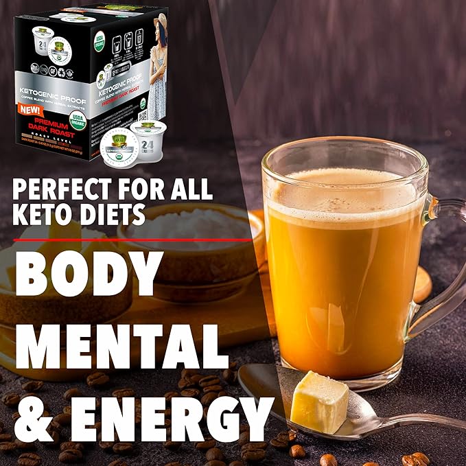 SOLLO KETO Dark Roast Infused Coffee Pods, 0 g CARBS, Coconut MCT Oil, Compatible With 2.0 K-Cup Keurig Brewers, 24 Ct