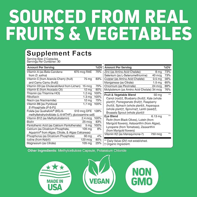 Whole Food Multivitamin for Teens (Boys 62 Superfoods 60 Capsules