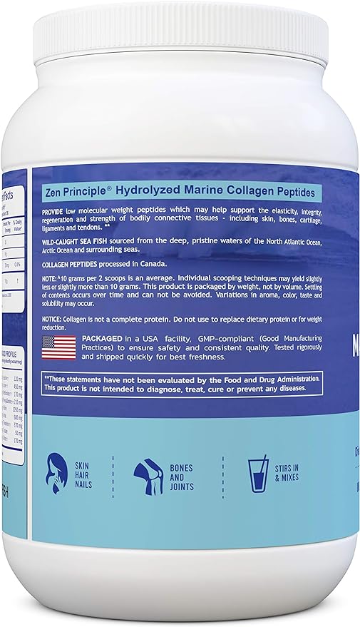 Zen Principle Marine Collagen Peptides Powder 3 lb. 1 & 3 Protein.