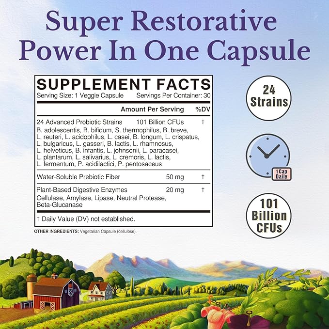 VITALITOWN Probiotics 101 Billion CFUs, 24 30 Caps