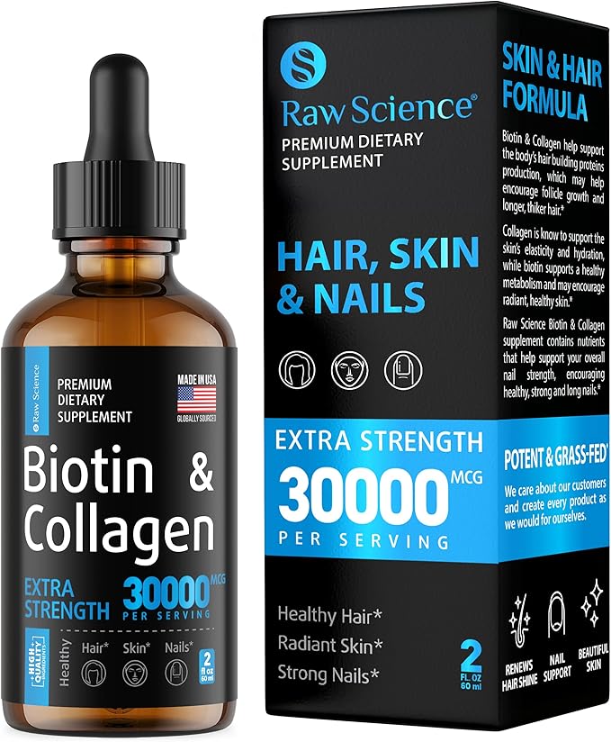 Liquid Collagen & Biotin Supplement 10000mcg Collagen 20000mcg Drops 2 floz