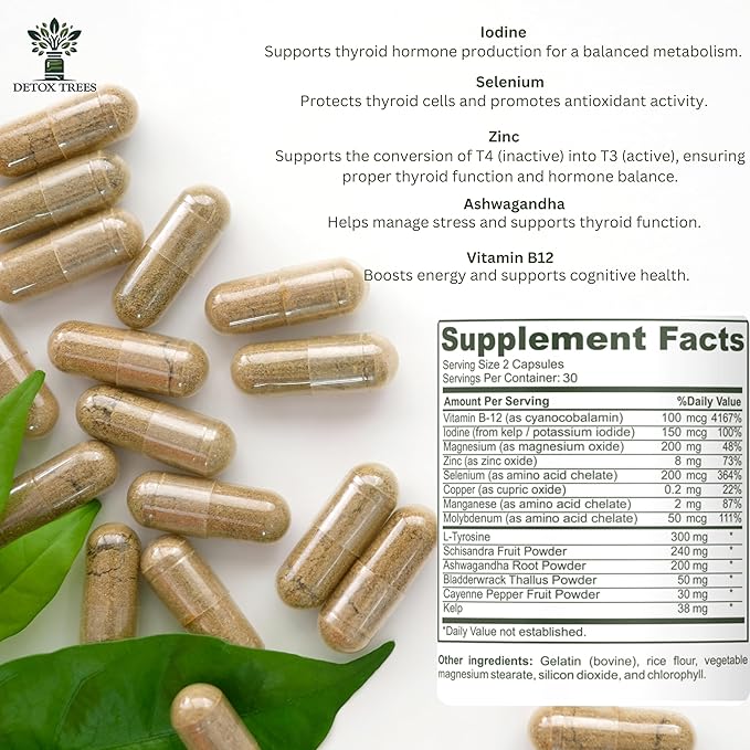 Advanced Thyroid Support – 60 Vegetable Capsules – Supports Healthy Thyroid Function, Energy, and Metabolism
