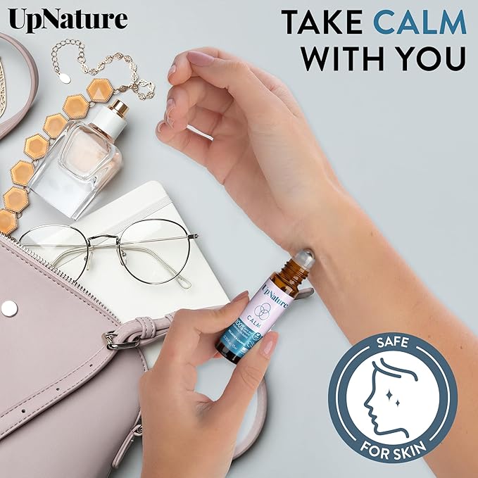 UpNature Calm Essential Oil Roll On - 100% Natural Stress Relief Aromatherapy - Self Care Gifts for Women & Men