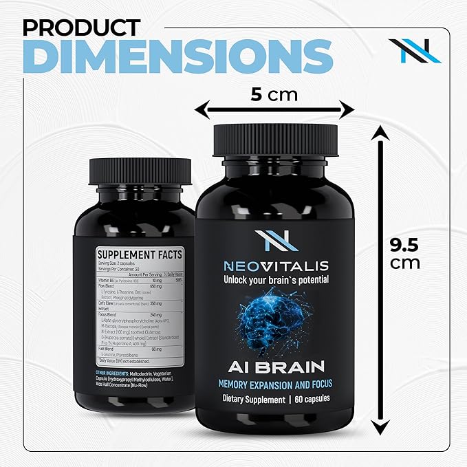 Alpha Brain Nootropic Capsules | Memory Expansion & Focus for Men, Women & Young Adults – Daily Use Cognitive Support with Vitamin B6, Herbal Extracts & Amino Acids Caffeine-Free | 60 Caps