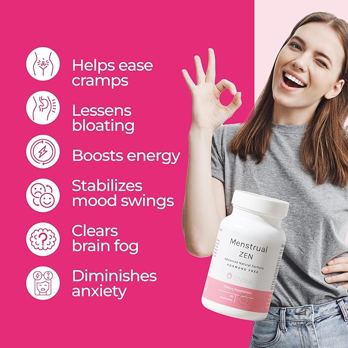 ZENZSUAL Menstrual Zen Natural and Hormone-Free (90 Capsules 2.7 Oz)