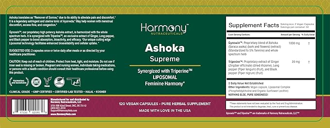 Ashoka Menstrual Feminine Wellness Ayurvedic Herbal 120 Capsules