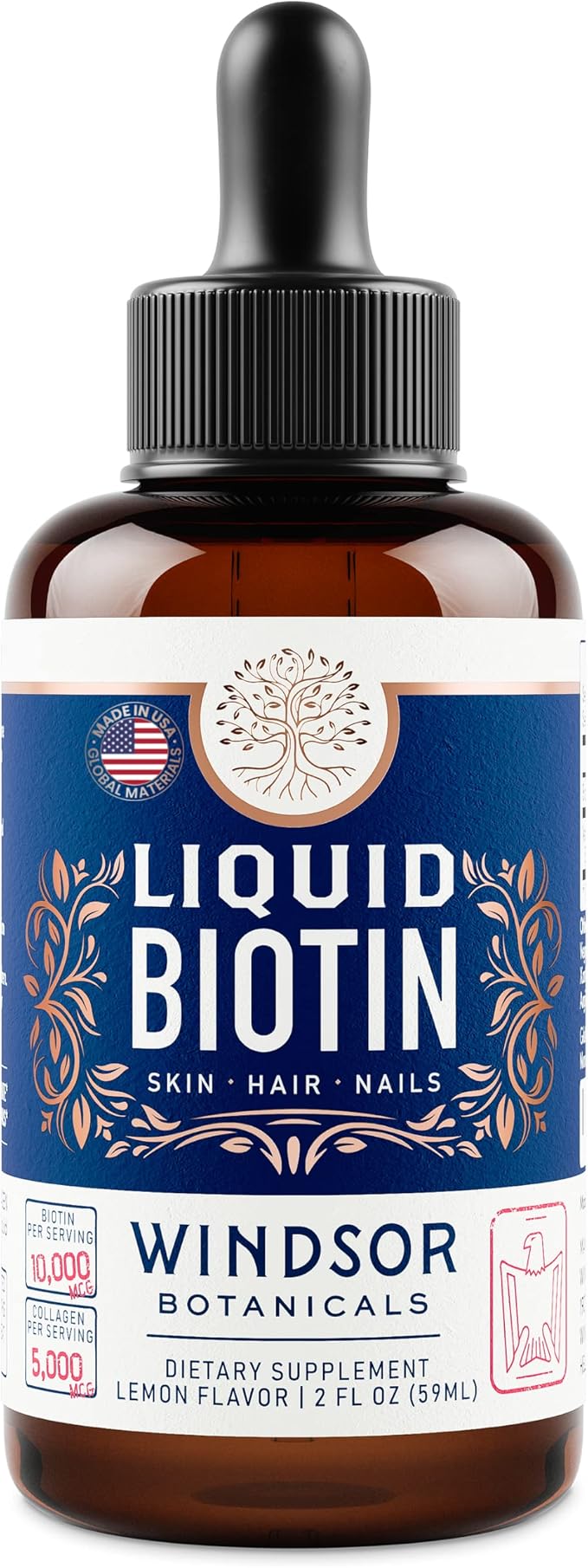 Liquid Biotin for Hair Growth Collagen 10,000mcg Collagen 5,000mcg Extra 2oz