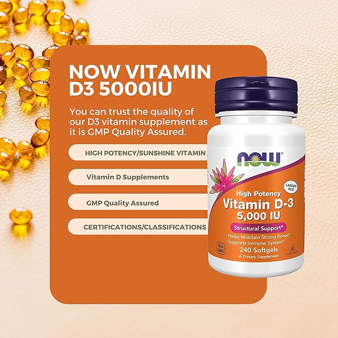 Worldwide Nutrition Now Supplements Vitamin D3 5000 IU 240 Count