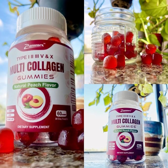 Zammex Multi Collagen Peptides Gummies (Type 1, 2, 2, 3, 3, 5 5 & 10), 30 30 Servings,