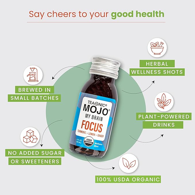 TEAONIC My Brain Mojo: Focus Wellness Shots 12 Bottles 2 Fl