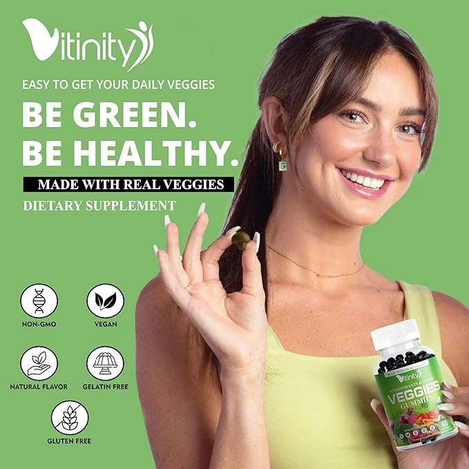 Veggies Supplement-Made with Real Super Veggies Gummies(120 Chews),30 Chews),30 Veggies,Herbs,Fruit (60 Day)