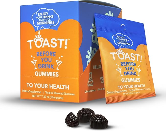 Before You Drink Gummies - Liver Support Supplement - Detox & Relief - L-Cysteine, Milk Thistle, Ginseng - Gift Bags, Kits, Party Favors - Essentials for Weddings, Cruises, Travel - 10 Packs