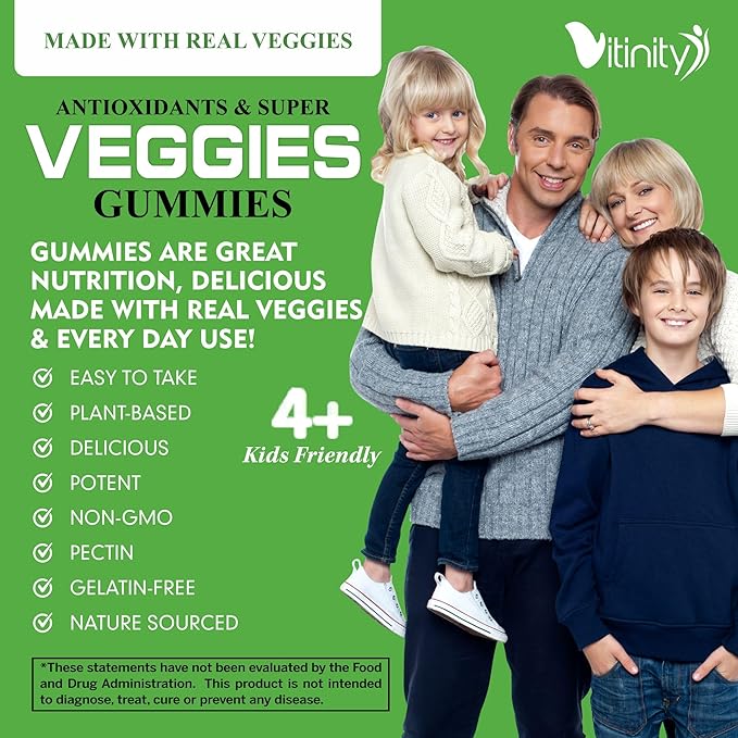 Veggies Supplement-Made with Real Super Veggies Gummies(120 Chews),30 Chews),30 Veggies,Herbs,Fruit (60 Day)
