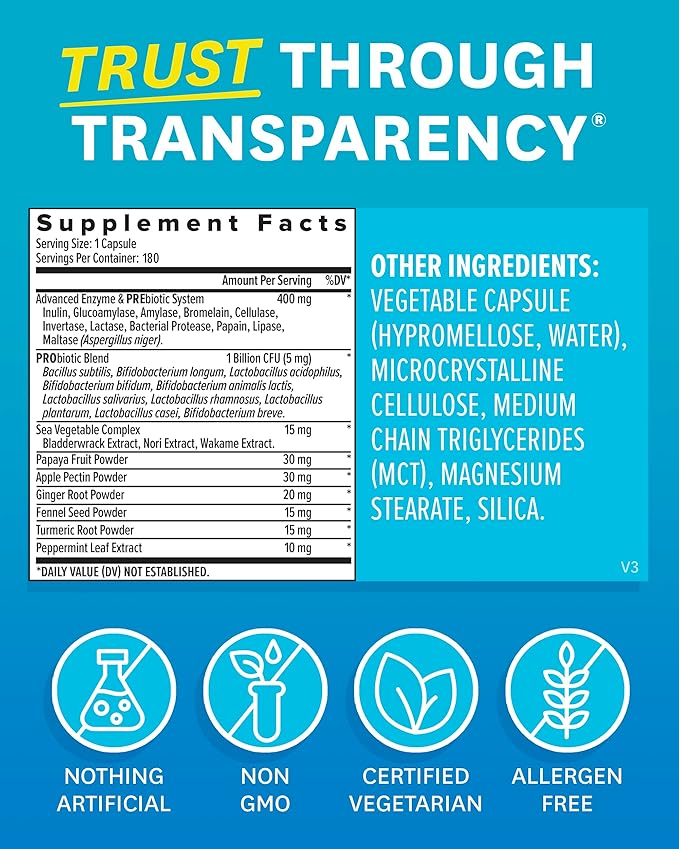 Zenwise Health Digestive Enzymes for Gut Health -180 CT