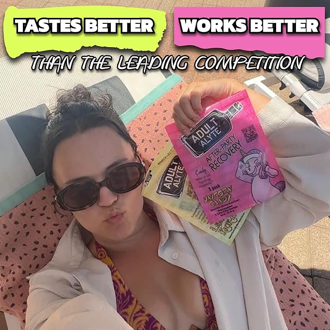 After Alcohol Aid Wellness Vitamins I Restore Better Mornings I Dihydromyricetin DHM & B Vitamins Complex I Antioxidants Supplement and Liver Support I 10 Powder Stick Drink Packets I Unicorn Candy
