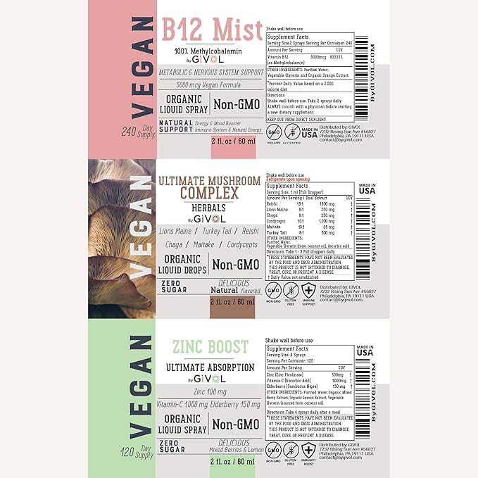 Cognitive Wellness Bundle Liquid Vitamin Trio: B12, Lions 360 Days