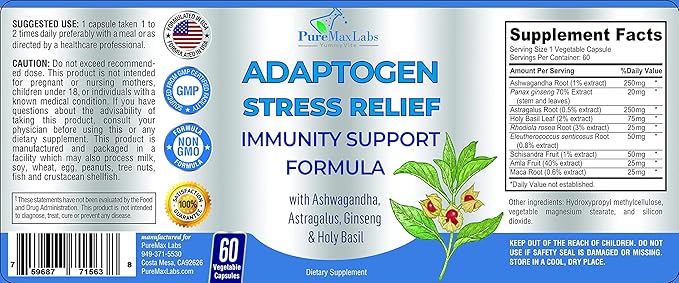 Adaptogen Stress Relief Immune Support Formula 60 Capsules