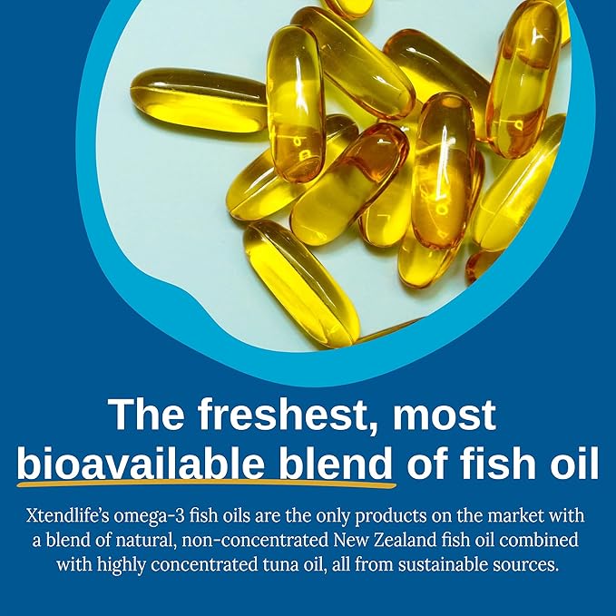Xtendlife Omega 3/DHA Fish Oil 1100mg (700mg DHA), 3 Supplement (60 Count)