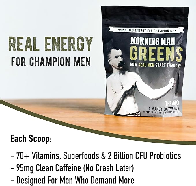 Best Tasting Greens Probiotic Superfood Mix, 95mg Caffeine, Kick Start Your Morning, 75+ Vitamins, Green Tea & Coffee Extracts, Digestive Enzymes, Gluten Free, Vegan, Energy, Gut Health, 30 Servings