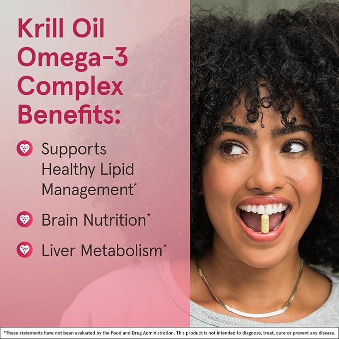 Jarrow Formulas Krill Oil - Phospholipid Omega-3 Complex with Astaxanthin - 120 Softgels - 60 Servings - Supports Lipid Management, Metabolism, Brain & Heart Health - EPA & DHA - Gluten Free - Non-GMO