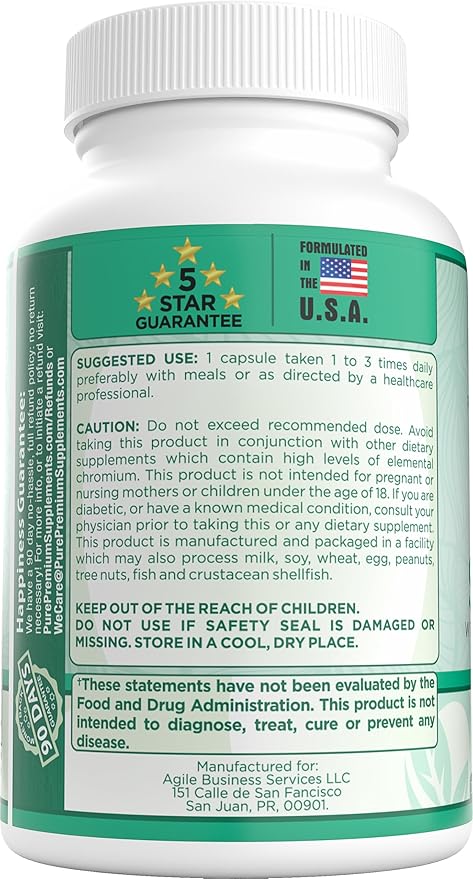PurePremium Normal Blood Sugar Support Supplement-Cinnamon E-60 Count