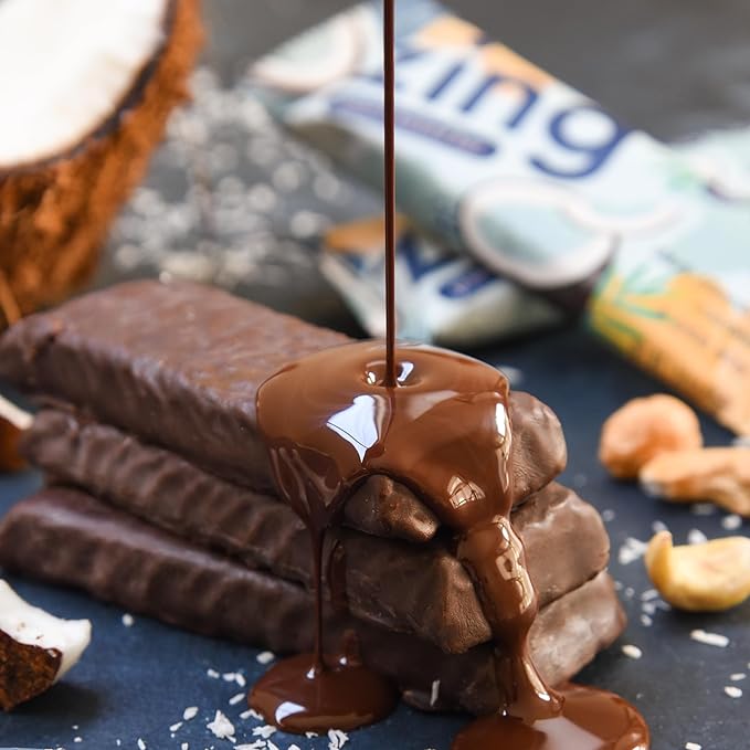 Zing Dark Chocolate Coconut Vegan Protein Bars, Gluten Free with High Protein, High Fiber, Dairy Free Nutrition Bars, Plant Based Protein, Kosher, Low Sugar, No Sugar Alcohols - 12 count