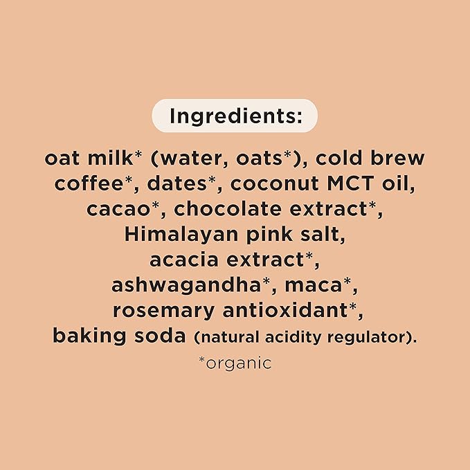 Pop & Bottle, Oat Milk Lattes - Cold Brew, Maca, Antioxidants, Ashwagandha, MCT Oil, Collagen, Organic, Diary Free, Gluten Free, Lightly Sweetened with Dates - Variety, 8 Fl Oz (6 Pack)