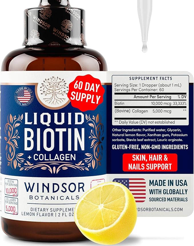 Liquid Biotin for Hair Growth Collagen 10,000mcg Collagen 5,000mcg Extra 2oz