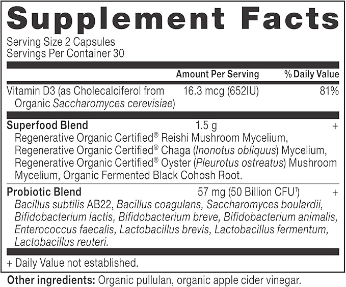 Ancient Nutrition Regenerative Organic Certified Probiotics for Menopause Support, Probiotics Menopause Support, Healthy Digestion and Women’s Health Support, 50 Billion CFUs* Per Serving, 60 Count