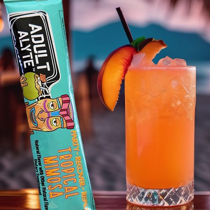 After Alcohol Aid Wellness Vitamins I Restore Better Mornings I Dihydromyricetin DHM & B Vitamins Complex I Antioxidants Supplement and Liver Support I 5 Powder Stick Drink Packets I Tropical Mimosa
