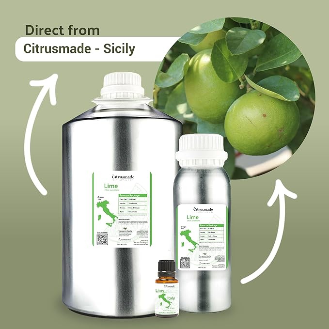 Lime Essential Oil - Direct from Citrusmade in Sicily- Pure Essential Oils for Diffusers and Aromatherapy in The Mediterranean - 100% Pure Therapeutic Grade (25LBS)