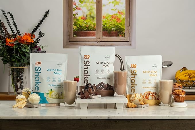310 Nutrition - All In One Meal Replacement Shake - Superfood Blend with Fiber - Natural Sweeteners - Low Carb Shake, Keto & Paleo Friendly (Caramel Sundae, 14 Servings)
