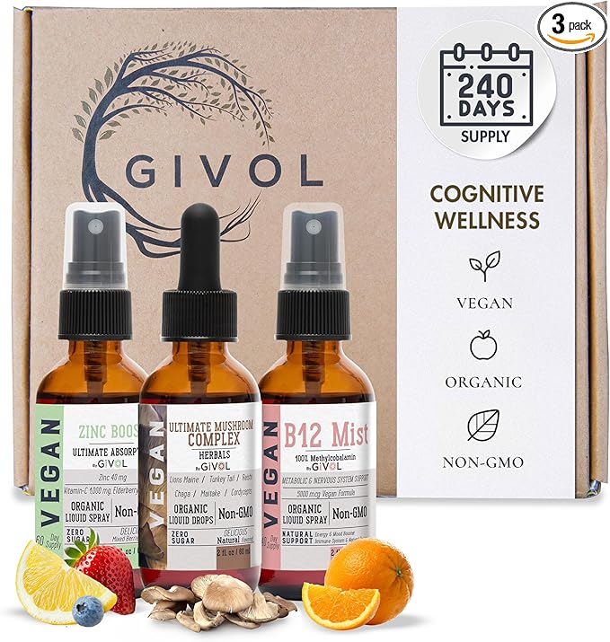 Cognitive Wellness Bundle Liquid Vitamin Trio: B12, Lions 360 Days