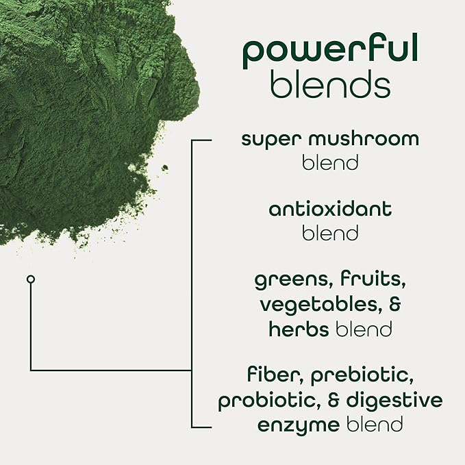 Zena Organic Super Greens Powder, 70+ Superfoods Drink Mix, 0 Sugar, 3G Fiber, Fruits, Veggies, Spirulina, Chlorella, Antioxidants, Pre & Probiotics, Digestive Enzymes, Mixed Berry Flavor, 30 Packets